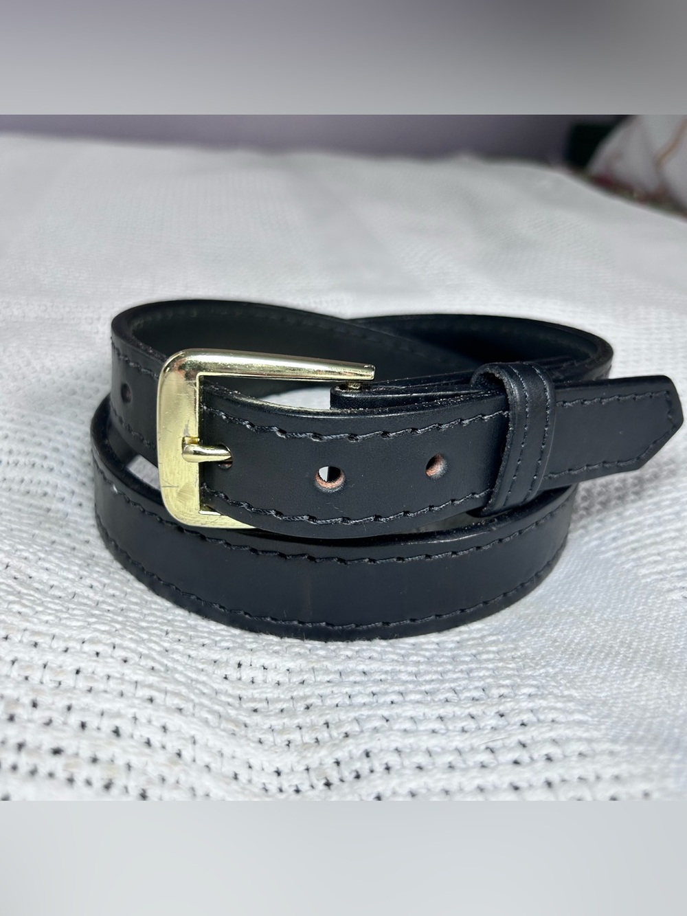 Boston Leather 36 Black Leather Gold Buckle 6580 Garrison Belt